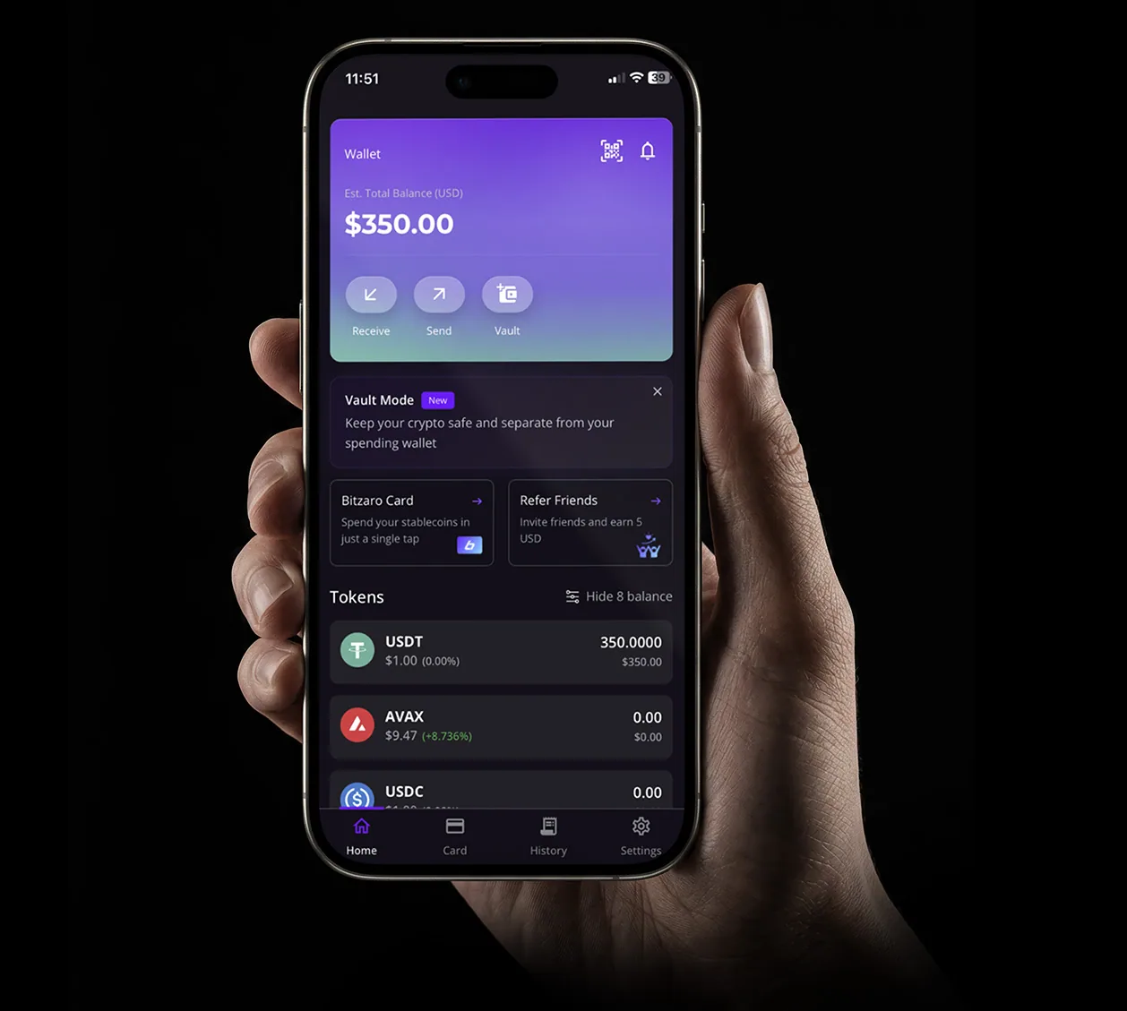 The Bitzaro app dashboard